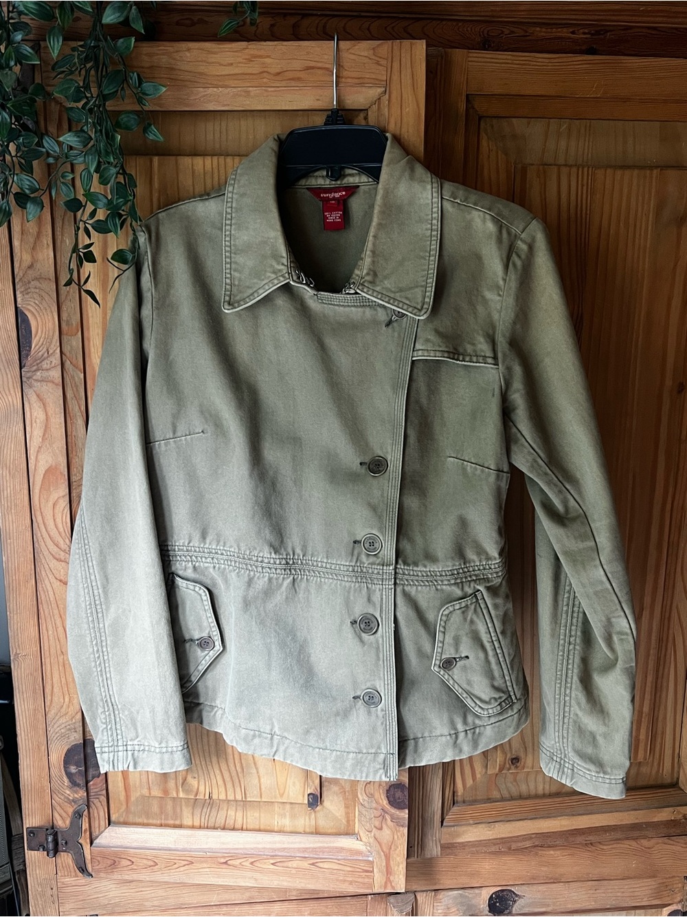 Vintage 2007 Sundance Olive Green Utility Button-Front Jacket